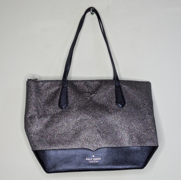 Kate Spade Dark Blue Glimmer Glitter Tote & Matching Wallet - Picture 1 of 11